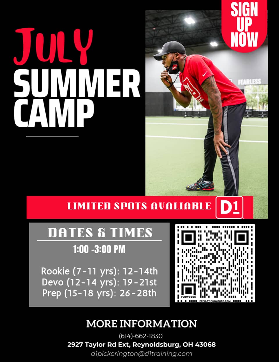 July Summer Camp Limited Spots Available Flyer